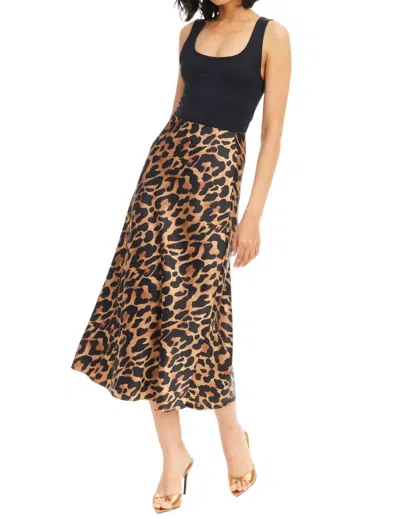 Allison Satin Reese Midi Skirt In Leopard In Multi