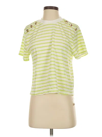 Pre-owned Allison Short Sleeve Top Green Crew Neck Tops