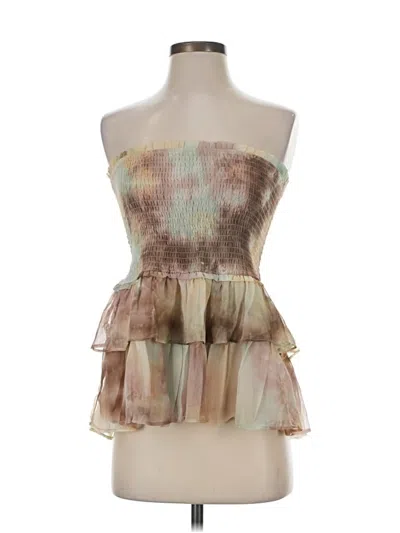 Pre-owned Allison Sleeveless Blouse In Gold