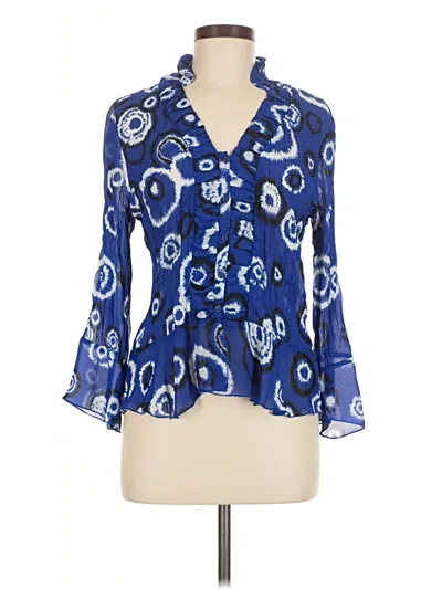 Pre-owned Allison Taylor Long Sleeve Blouse In Blue