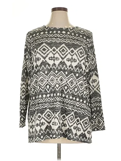 Pre-owned Allison Taylor Long Sleeve Blouse In Gray