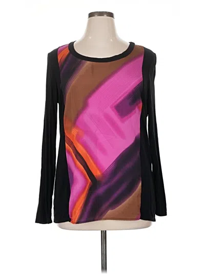Pre-owned Allison Taylor Long Sleeve Top Black Boatneck Tops