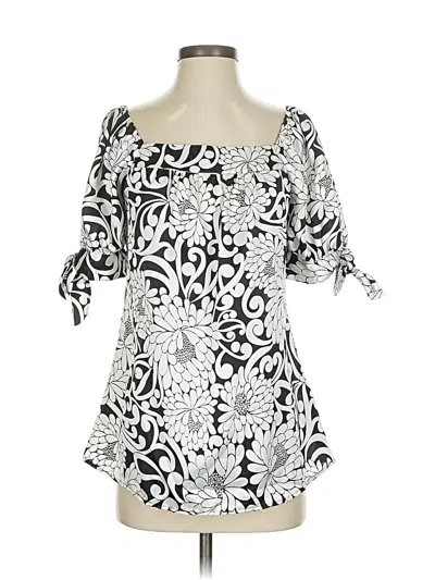 Pre-owned Allison Taylor Short Sleeve Blouse In White