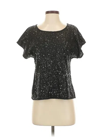 Pre-owned Allison Taylor Short Sleeve Top Black Scoop Neck Tops