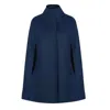 Allora Women's Single Breasted Wool Cashmere Cape Coat - Navy Blue In Blue