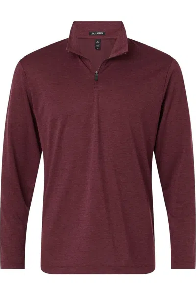 Allpro Performance Mlange Quarter-zip Pullover In Burgundy