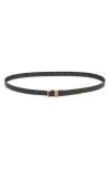 Allsaints 18mm Skinny Double Loop Leather Belt In Black/warm Brass