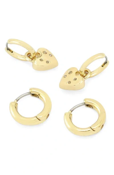 Allsaints 2 Pairs Of Huggie Hoop Earrings In Gold