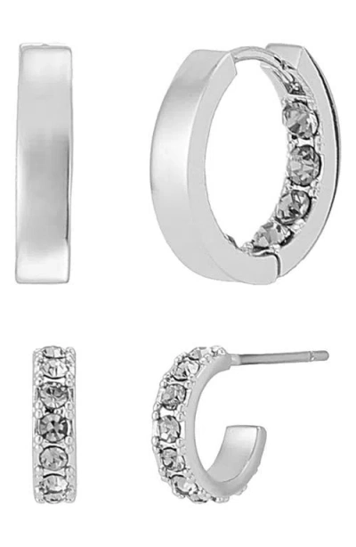 Allsaints 2 Pairs Of Huggie Hoop Earrings In Silver