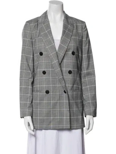 Pre-owned Allsaints 2020 Plaid Print Blazer In Gray