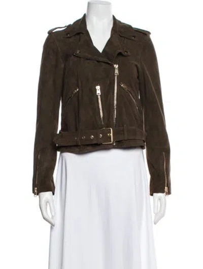 Pre-owned Allsaints 2024 Suede Biker Jacket In Brown