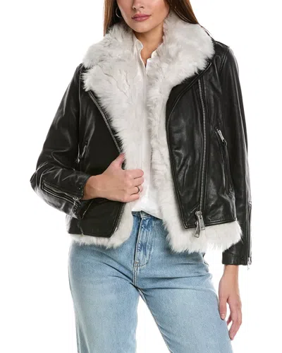 Allsaints 2pc Lyra Shearling Jacket & Vest Set In Black