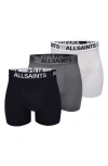 Allsaints 3-pack 5-inch Contour Pouch Boxer Briefs In Grey Multi