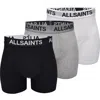 Allsaints 3-pack 5-inch Contour Pouch Boxer Briefs In Grey Multi