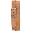 Shop Allsaints 38mm Leather Belt In Tan/dull Nickel