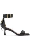 Allsaints Leather Buckled Noir Sandals In Black