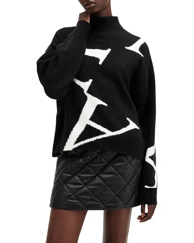 Allsaints A Star Turtleneck Sweater In Black