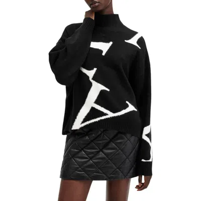 Allsaints A Star Turtleneck Sweater In Black