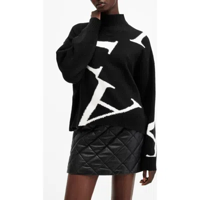 Allsaints A Star Turtleneck Sweater In Black