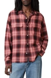 Allsaints Aalto Plaid Long Sleeve Button-up Shirt In Red