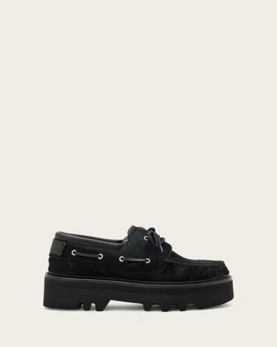 Allsaints Aastha Fur Boat Shoes In Metallic
