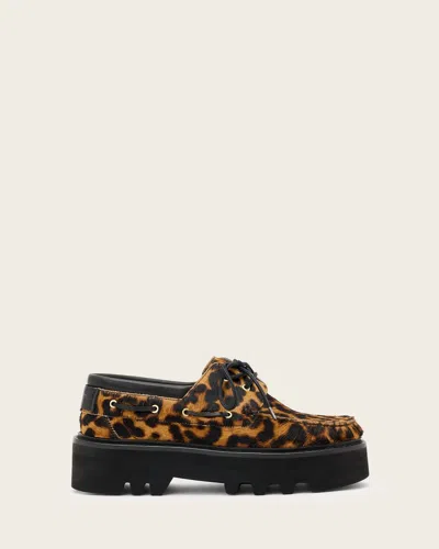 Allsaints Aastha Fur Boat Shoes In Neutral