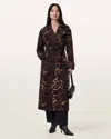 Allsaints Abel Leopard Print Trench Coat, In Brown