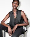 Allsaints Abi Lace Trim Draped Top In Black