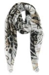Allsaints Abstract Animal Print Scarf In Brown