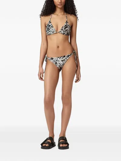 Allsaints Abstract-print Halterneck Bikini In Black