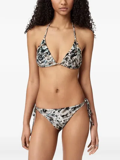 Allsaints Abstract-print Tie-fastening Bikini In Multi