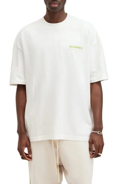 Allsaints Access Oversize Graphic T-shirt In Ashen White