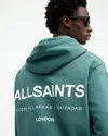 Allsaints Access Relaxed Fit Logo Hoodie In Aquara Blue