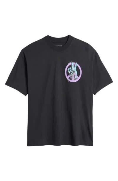 Allsaints Activist Cotton Graphic T-shirt In Washed Black