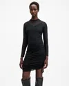 Allsaints Adara Lace-trimmed Mesh Mini Dress In Black