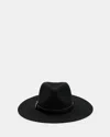 Allsaints Addison Wool Buckle Fedora Hat In Black/warm Brass