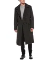 Allsaints Mens Black Curran Double-breasted Wool-blend Coat In Black