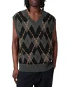 Allsaints Mens Adore Check-print V-neck Knitted Vest Khaki Green In Khaki Green