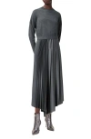 Allsaints Womens Turbulence Gre Adriana Contrast-jumper Pleated-skirt Woven Midi Dress In Turbulence Grey