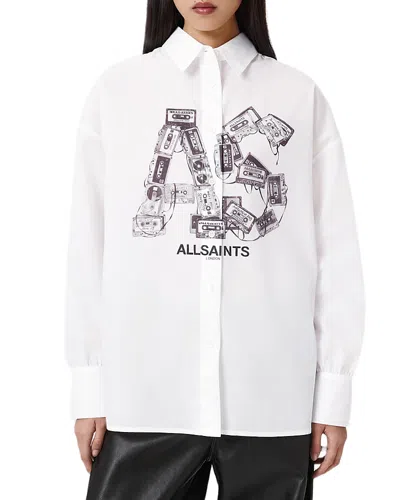 Allsaints Adrienne Print Shirt In White