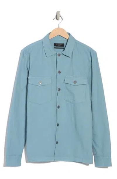 Allsaints Aerial Slim Fit Organic Cotton Shirt Jacket In Dusty Blue