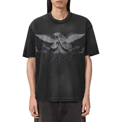 Allsaints Eagle-print Short Sleeve Boxy T-shirt In Black