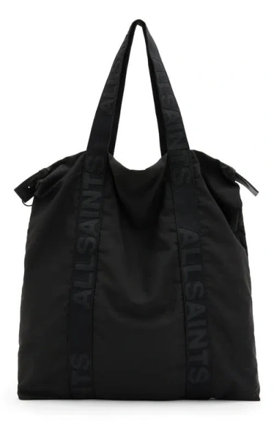 Allsaints Afan Recycled Nylon Tote Bag In Black