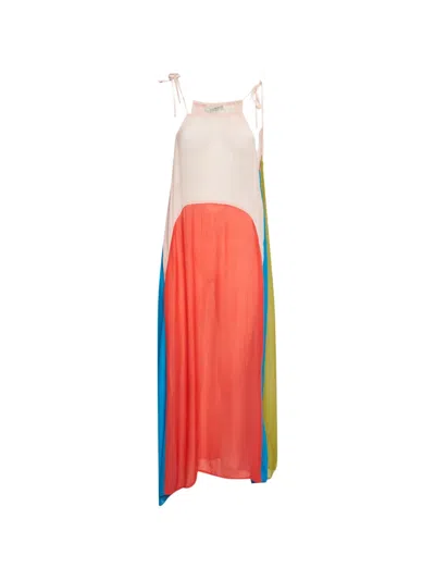 Pre-owned Allsaints Aida Colour-block Maxi Dress In Orange