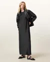 Allsaints Aida Satin Maxi Dress In Black
