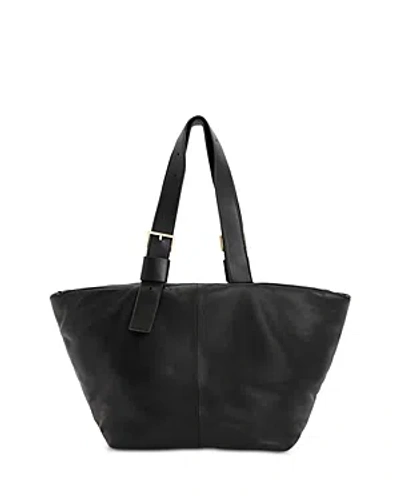 Allsaints Aika Leather Tote In Black/brass