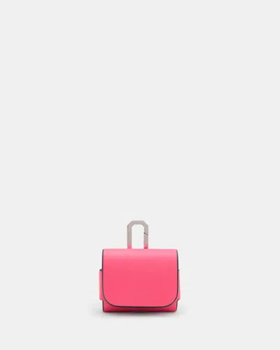 Allsaints Airpod Leather Case In Hot Pink