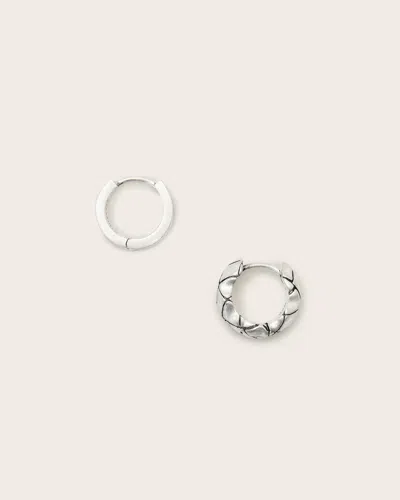 Allsaints Ajax Sterling Silver Hoop Earring Set In Warm Silver