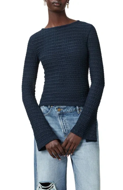 Allsaints Aki Connie Boatneck Top In Blue