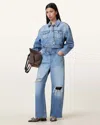 Allsaints Aki Crossover Denim Jacket In Light Indigo
